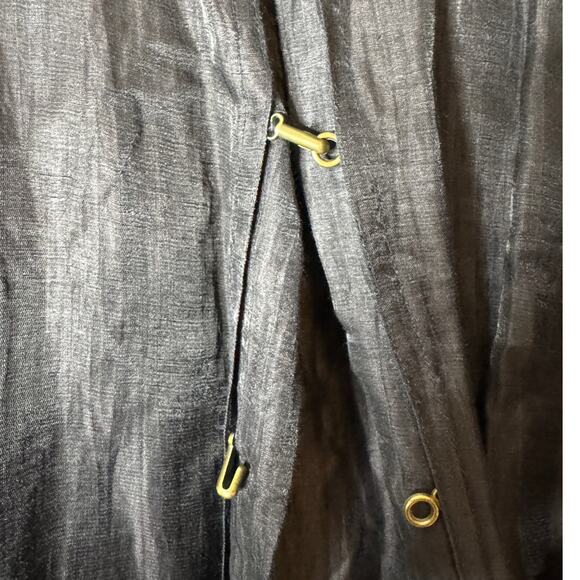 Citron Plus 2X Black Linen-Blend Toggle-Front 3/4 Sleeve Shirt or Light Jacket - Picture 6 of 11